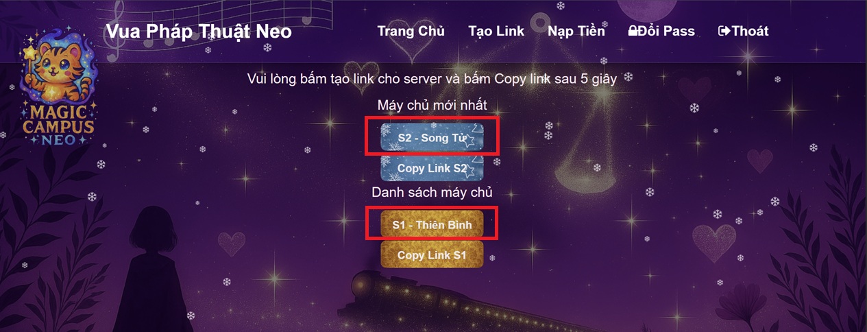 Nút Tạo link
